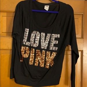 Black long sleeve sequin shirt￼